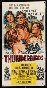 9d941 THUNDERBIRDS 3sh '52 John Derek & John Barrymore had nothing to lose but their lives!