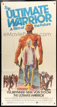 9d958 ULTIMATE WARRIOR 3sh '75 Dietz art of bald & barechested Yul Brynner, a film of the future!