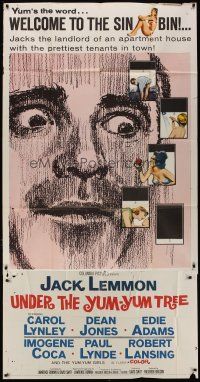 9d960 UNDER THE YUM-YUM TREE 3sh '63 Jack Lemmon romances many sexy girls in the sin bin, cool art!