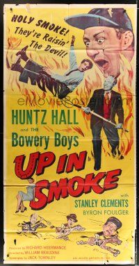 9d962 UP IN SMOKE 3sh '57 Huntz Hall & the Bowery Boys are raisin' the Devil, who is pictured!