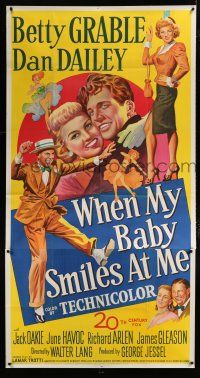 9d978 WHEN MY BABY SMILES AT ME 3sh '48 Fox stone litho of sexy Betty Grable & Dan Dailey!