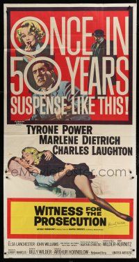 9d987 WITNESS FOR THE PROSECUTION signed 3sh '58 by Billy Wilder, starring Power & Marlene Dietrich