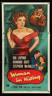 9d988 WOMAN IN HIDING 3sh '50 Ida Lupino is on the run from her crazy husband Stephen McNally!