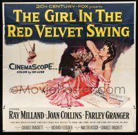 9d186 GIRL IN THE RED VELVET SWING 6sh '55 art of half-dressed Joan Collins as Evelyn Nesbitt Thaw!
