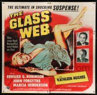 9d187 GLASS WEB 6sh '53 Edward G. Robinson, John Forsythe, art of sexy half-dressed bad girl!