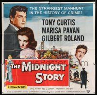 9d203 MIDNIGHT STORY 6sh '57 Tony Curtis in the strangest San Francisco manhunt in crime's history!