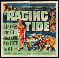 9d209 RAGING TIDE 6sh '51 art of sexy bad girl Shelley Winters showing her leg, Conte, McNally!