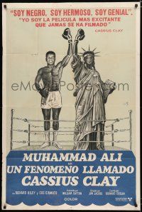 9d108 A.K.A. CASSIUS CLAY Argentinean '70 art of champion boxer Muhammad Ali & Statue of Liberty!