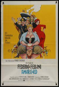 9d110 AMARCORD Argentinean '74 Federico Fellini classic comedy, art by Giuliano Geleng!
