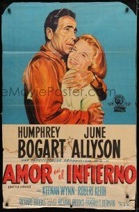 9d112 BATTLE CIRCUS Argentinean '53 great artwork of Humphrey Bogart hugging June Allyson!