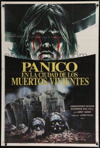 9d127 GATES OF HELL Argentinean '83 Lucio Fulci, great completely different zombie horror art!