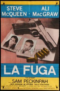 9d128 GETAWAY Argentinean '72 Steve McQueen, Ali McGraw, Sam Peckinpah, cool gun & passports image