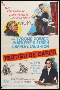 9d168 WITNESS FOR THE PROSECUTION Argentinean '58 Billy Wilder, Tyrone Power, Marlene Dietrich!