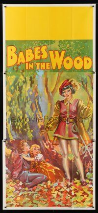 9d004 BABES IN THE WOOD stage play English 3sh '30s stone litho of female hero finding lost kids!
