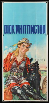 9d006 DICK WHITTINGTON stage play English 3sh '30s cool stone litho of sexy lead & smiling cat!
