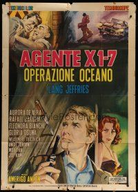 9d282 AGENTE X 1-7 OPERAZIONE OCEANO Italian 1p '65 Gasparri art of spy Jeffries & sexy woman!