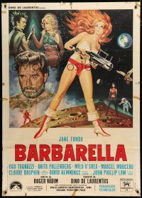 9d287 BARBARELLA Italian 1p '68 sexy sci-fi art of Jane Fonda by Mos, Roger Vadim!