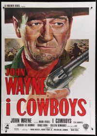 9d295 COWBOYS Italian 1p '72 different super close up of big John Wayne with gun!