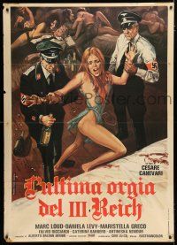9d316 GESTAPO'S LAST ORGY Italian 1p '77 Piovano art of Nazis manhandling half-naked woman!