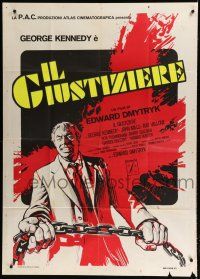 9d328 HUMAN FACTOR Italian 1p '75 different art of crazed George Kennedy holding chain!