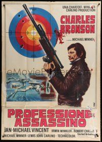 9d349 MECHANIC Italian 1p '72 great different Avelli art of Charles Bronson with sniper rifle!