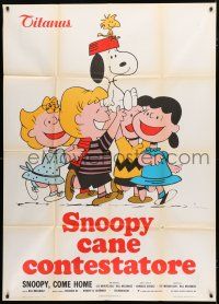 9d386 SNOOPY COME HOME Italian 1p '72 Schulz, Peanuts, Charlie Brown, different art of Snoopy!