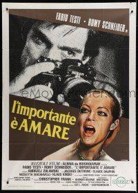 9d393 THAT MOST IMPORTANT THING: LOVE Italian 1p '75 Casaro art of Romy Schneider, Testi w/camera!