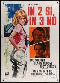 9d396 THREE INTO TWO WON'T GO Italian 1p '69 Rod Steiger, Claire Bloom, Avelli art of Judy Geeson!