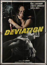 9d243 DEVIATION Italian 2p '76 Jose Ramon Larraz Swedish horror, sexy girl with knife!