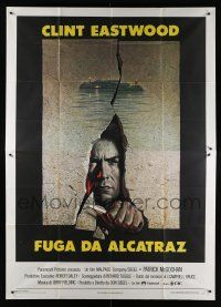 9d245 ESCAPE FROM ALCATRAZ Italian 2p '79 cool artwork of Clint Eastwood busting out by Lettick!
