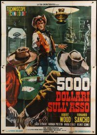 9d247 FIVE THOUSAND DOLLARS ON ONE ACE Italian 2p '66 cool art of gunfight at poker game by Casaro