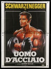 9d266 PUMPING IRON Italian 2p '86 best Enzo Sciotti art of Arnold Schwarzenegger lifting weights!
