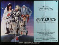 9d052 BEETLEJUICE subway poster '88 Tim Burton, art of Michael Keaton, Alec Baldwin & Geena Davis!