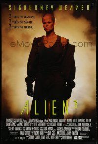 9e743 ALIEN 3 video poster '92 Sigourney Weaver, 3 times the danger, 3 times the terror!