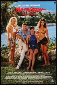 9e753 BAYWATCH: FORBIDDEN PARADISE video poster '95 Hasselhoff, Pamela Anderson, Yasmine Bleeth!