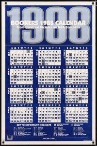 9e400 BOOKERS 1988 CALENDAR special 27x41 '88 important holidays + World Series!