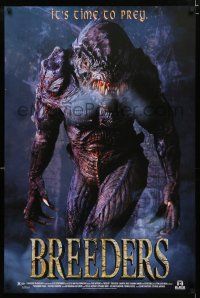 9e766 BREEDERS video poster '97 sci-fi horror image, it's time to prey!