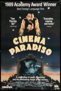 9e776 CINEMA PARADISO video poster '89 great image of Philippe Noiret & Salvatore Cascio!