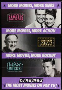 9e275 CINEMAX: MORE MOVIES TV tv poster '89 Audrey Hepburn, Peppard, Elvis, Hackman!