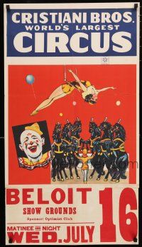 9e106 CRISTIANI BROS CIRCUS circus poster '60s at the Indio Circus Grounds!