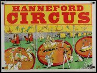 9e109 HANNEFORD CIRCUS circus poster '70s greatest circus talent, art of acts in 3 rings!