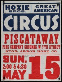 9e110 HOXIE BROS. GREAT AMERICAN CIRCUS circus poster '60s Piscataway New Jersey show!