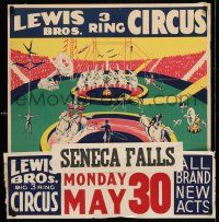 9e111 LEWIS BROS. 3 RING CIRCUS circus poster '40s colorful artwork of many acts!