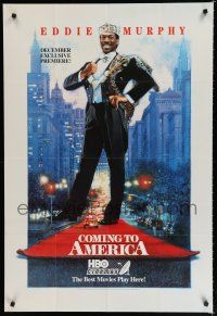 9e278 COMING TO AMERICA tv poster '88 great artwork of African Prince Eddie Murphy by Drew!