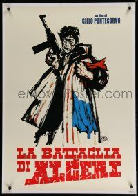 9e605 BATTLE OF ALGIERS Italian commercial poster '80s La Battaglia di Algeri, Symeoni art!