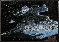 9e631 EMPIRE STRIKES BACK commercial poster '80 Millenium Falcon persued by Star Destroyers!
