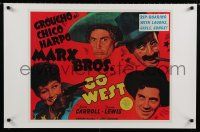 9e639 GO WEST commercial poster '84 Groucho, Chico & Harpo Marx, Diana Lewis!