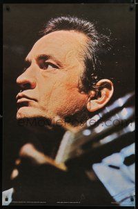 9e653 JOHNNY CASH English commercial poster '71 cool close-up image w/guitar!