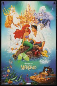 9e658 LITTLE MERMAID commercial poster '90s great artwork of Ariel & cast, Disney!