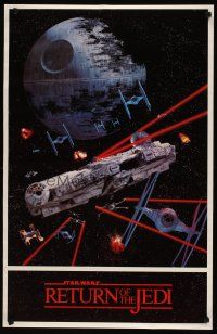 9e700 RETURN OF THE JEDI commercial poster '83 art of Death Star, Millenium Falcon & more!